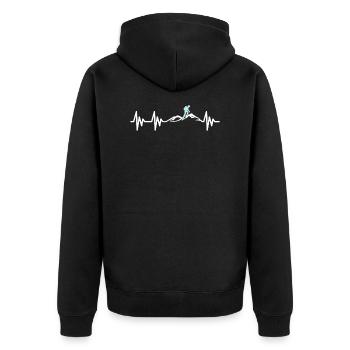 Bergsteigen Mountains Hiking Climbing - Unisex Premium Bio Zip Hoodie - Schwarz - Hinten - Nico (187cm)