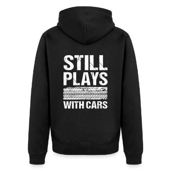 Still Plays With Cars Auto - Unisex Premium Bio Zip Hoodie - Schwarz - Hinten - Nico (187cm)