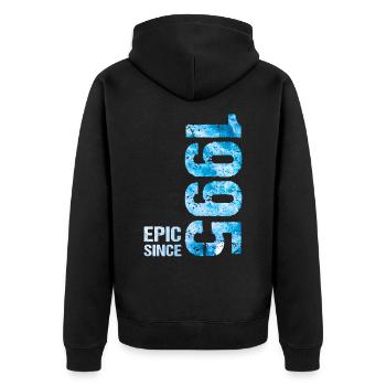 Epic Since 1995 Jahr Geburtstag - Unisex Premium Bio Zip Hoodie - Schwarz - Hinten - Nico (187cm)