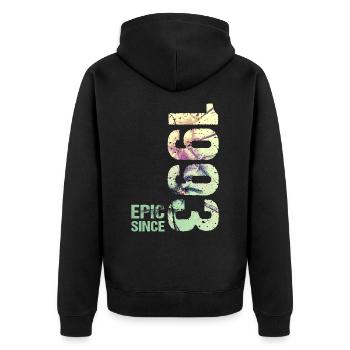 Epic Since 1993 Jahr Jubiläum - Unisex Premium Bio Zip Hoodie - Schwarz - Hinten - Nico (187cm)
