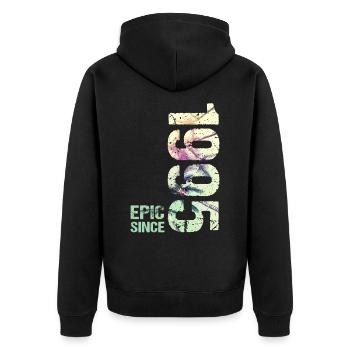 Epic Since 1995 Jahr Jubiläum - Unisex Premium Bio Zip Hoodie - Schwarz - Hinten - Nico (187cm)