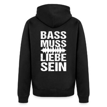 Bass Muss Liebe Sein Techno Musik - Unisex Premium Bio Zip Hoodie - Schwarz - Hinten - Nico (187cm)