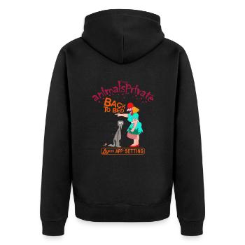 German singlebörse - Unisex Premium Bio Zip Hoodie - Schwarz - Hinten - Nico (187cm)