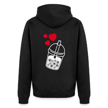 Bubble Tea Love Boba - Unisex Premium Bio Zip Hoodie - Schwarz - Hinten - Nico (187cm)