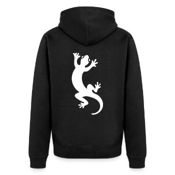 Salamander - Unisex Premium Bio Zip Hoodie - Schwarz - Hinten - Nico (187cm)