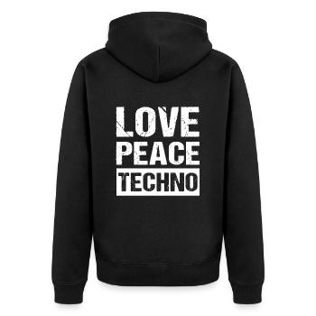 Amour Paix Techno - Veste à capuche bio Premium Unisexe - noir - Dos - Nico (187cm)