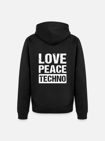 Love Peace Techno - Unisex Premium Bio Zip Hoodie - Schwarz