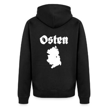 Osten DDR Ostdeutschland Karte - Unisex Premium Bio Zip Hoodie - Schwarz - Hinten - Nico (187cm)