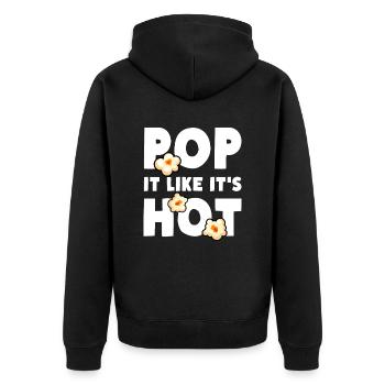 Popcorn Pop It Like It's Hot - Unisex Premium Bio Zip Hoodie - Schwarz - Hinten - Nico (187cm)