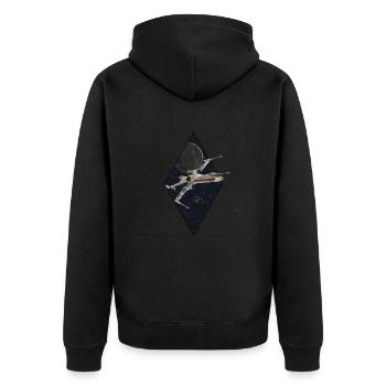 Xwing - Unisex Premium Organic Zip Hoodie - black - Back - Nico (187cm)