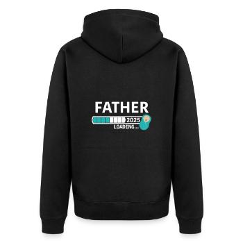 Father 2025 loading / Dad 2025 - Unisex Premium Bio Zip Hoodie - Schwarz - Hinten - Nico (187cm)