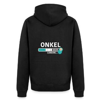 Onkel 2025 - Unisex Premium Bio Zip Hoodie - Schwarz - Hinten - Nico (187cm)