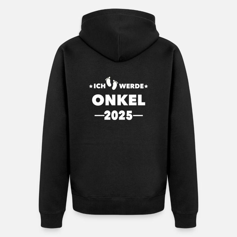 Ich werde Onkel 2025 - Unisex Premium Bio Zip Hoodie - Schwarz