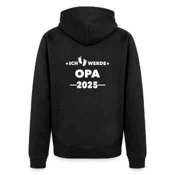 Ich werde Opa 2025 - Unisex Premium Bio Zip Hoodie - Schwarz - Hinten - Nico (187cm)