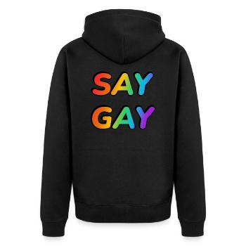 DITES GAY LGBTQ PRIDE - Veste à capuche bio Premium Unisexe - noir - Dos - Nico (187cm)