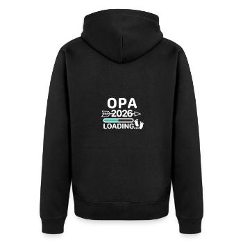 Opa 2026 Babyfüsse - Unisex Premium Bio Zip Hoodie - Schwarz - Hinten - Nico (187cm)