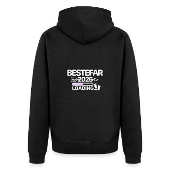 Bestefar 2026 norwegisch - Unisex Premium Bio Zip Hoodie - Schwarz - Hinten - Nico (187cm)