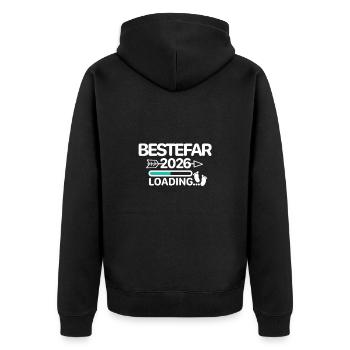 Bestefar 2026 norwegisch - Unisex Premium Bio Zip Hoodie - Schwarz - Hinten - Nico (187cm)