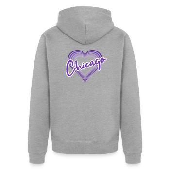 Chicago - Unisex Premium Organic Zip Hoodie - heather grey - Back - Nico (187cm)