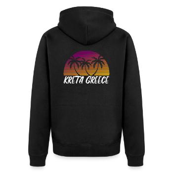 Kreta Griechenland - Unisex Premium Bio Zip Hoodie - Schwarz - Hinten - Nico (187cm)