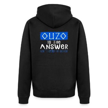 Ouzo est la réponse - Veste à capuche bio Premium Unisexe - noir - Dos - Nico (187cm)