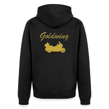 Goldwing Geschenk Geschenkidee - Unisex Premium Bio Zip Hoodie - Schwarz - Hinten - Nico (187cm)