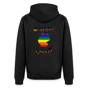 queer Pride Schwul queer Liebe Lesbisch bi mann - Unisex Premium Bio Zip Hoodie - Schwarz - Hinten - Nico (187cm)