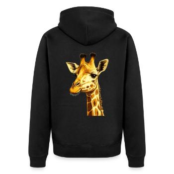 Giraffe Head Gift - Unisex Premium Organic Zip Hoodie - black - Back - Nico (187cm)