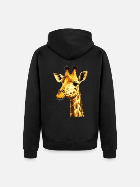 Giraffe Head Gift - Unisex Premium Organic Zip Hoodie - black