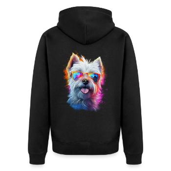 Yorkshire Terrier chien avec lunettes - Veste à capuche bio Premium Unisexe - noir - Dos - Nico (187cm)