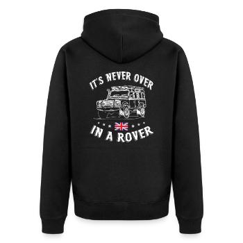 its never over in a rover Landy - Unisex Premium Organic Zip Hoodie - black - Back - Nico (187cm)