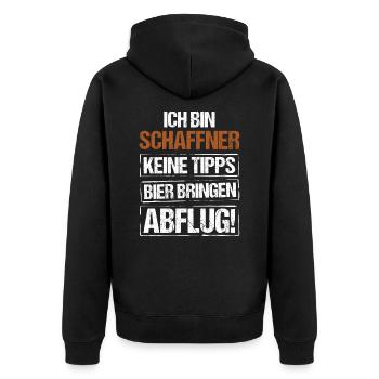 I'm a conductor - bring beer and take off - Unisex Premium Organic Zip Hoodie - black - Back - Nico (187cm)