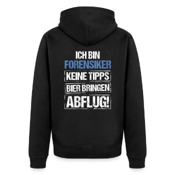 I'm a forensic scientist - bring beer and take off - Unisex Premium Organic Zip Hoodie - black - Back - Nico (187cm)
