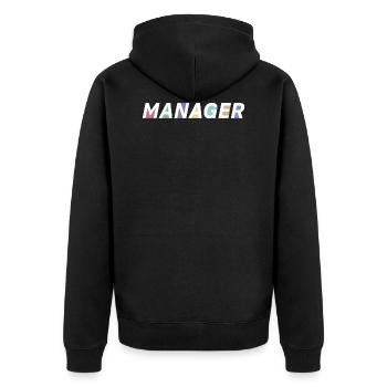 The manager - Unisex Premium Organic Zip Hoodie - black - Back - Nico (187cm)