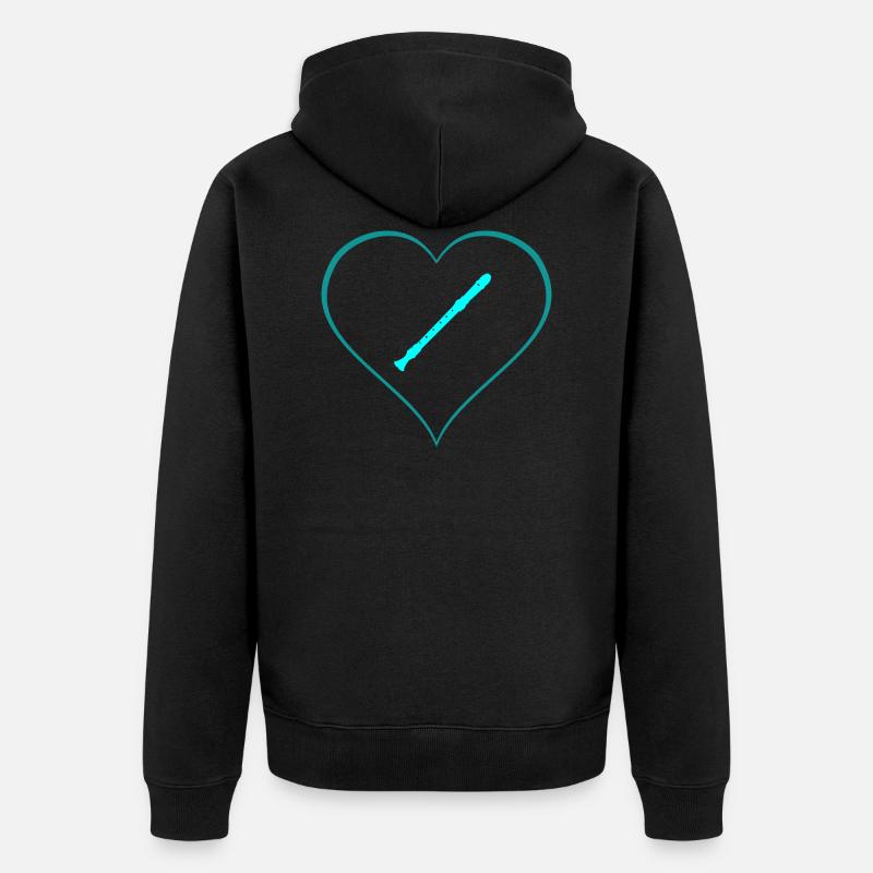 Flöte - Unisex Premium Bio Zip Hoodie - Schwarz