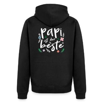 Papi ist der beste - Vatertag - Unisex Premium Bio Zip Hoodie - Schwarz - Hinten - Nico (187cm)