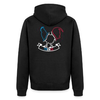 france foot supporter coq 4 ecusson 4 wimion - Unisex Premium Bio Zip Hoodie - Schwarz - Hinten - Nico (187cm)