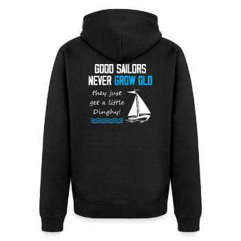 Good Sailors never grown old - Unisex Premium Bio Zip Hoodie - Schwarz - Hinten - Nico (187cm)