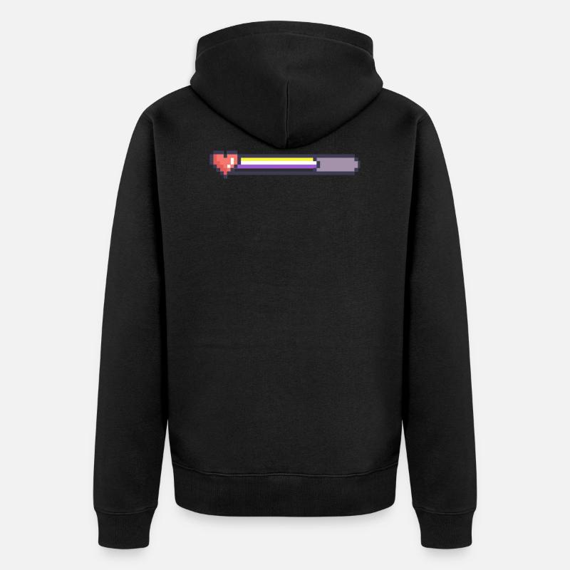 Non binary loading bar - Unisex Premium Organic Zip Hoodie - black