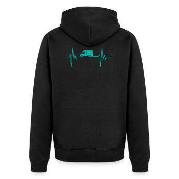 Herzschlag Wohnmobil - Unisex Premium Bio Zip Hoodie - Schwarz - Hinten - Nico (187cm)