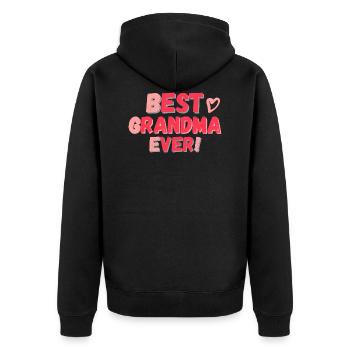 Best Grandma ever! red pink pink - Unisex Premium Organic Zip Hoodie - black - Back - Nico (187cm)