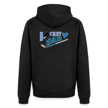 Eishockey Vater - Unisex Premium Bio Zip Hoodie - Schwarz - Hinten - Nico (187cm)