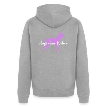 Australian Kelpie - Unisex Premium Bio Zip Hoodie - Grau meliert - Hinten - Nico (187cm)