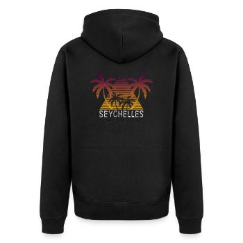 Seychellen - Unisex Premium Bio Zip Hoodie - Schwarz - Hinten - Nico (187cm)