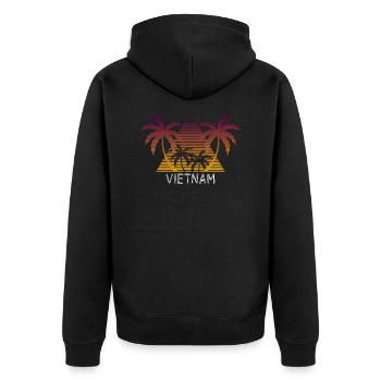 Vietnam - Unisex Premium Bio Zip Hoodie - Schwarz - Hinten - Nico (187cm)