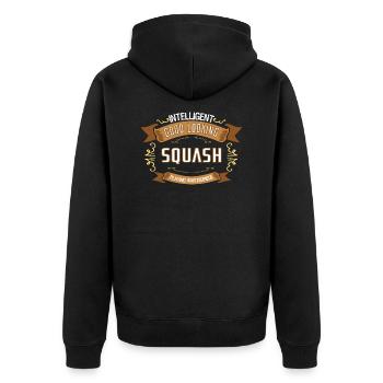 Squash Spieler - Unisex Premium Bio Zip Hoodie - Schwarz - Hinten - Nico (187cm)