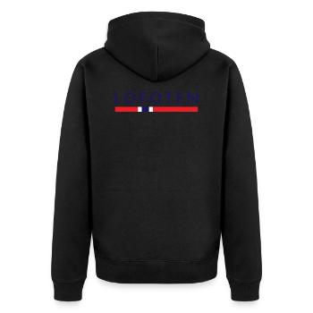 Lofoten Norden Geschenk Skandinavische Länder - Unisex Premium Bio Zip Hoodie - Schwarz - Hinten - Nico (187cm)