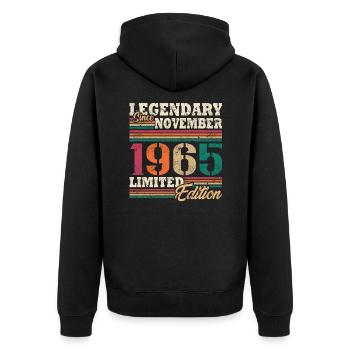 Légendaire novembre 1965 édition limitée - Veste à capuche bio Premium Unisexe - noir - Dos - Nico (187cm)