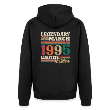 Legendary March 1995 limited edition - Unisex Premium Organic Zip Hoodie - black - Back - Nico (187cm)