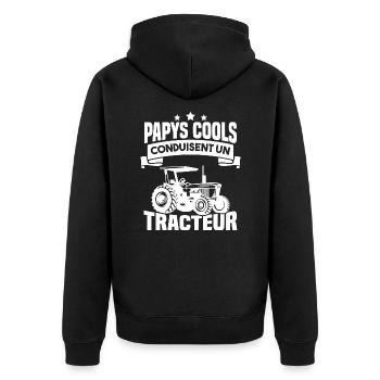 Papys cools conduisent un tracteur humour - Veste à capuche bio Premium Unisexe - noir - Dos - Nico (187cm)
